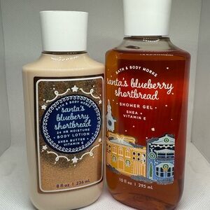 Bath & Body Works Santa's Blueberry Shortbread Shower Gel and Body Lotion Set